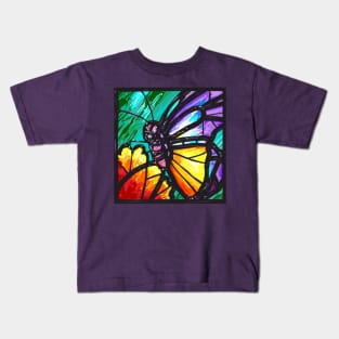 Stained Glass Butterfly Kids T-Shirt